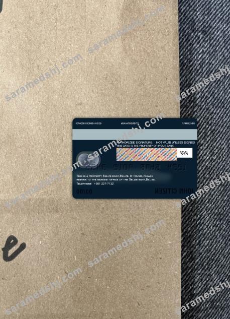 Belize Belizebank mastercard photolook back